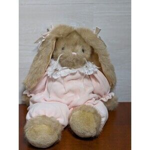 VINTAGE Bearington Collection Easter Bunny Petunia Plush Pink Velour Dress RARE